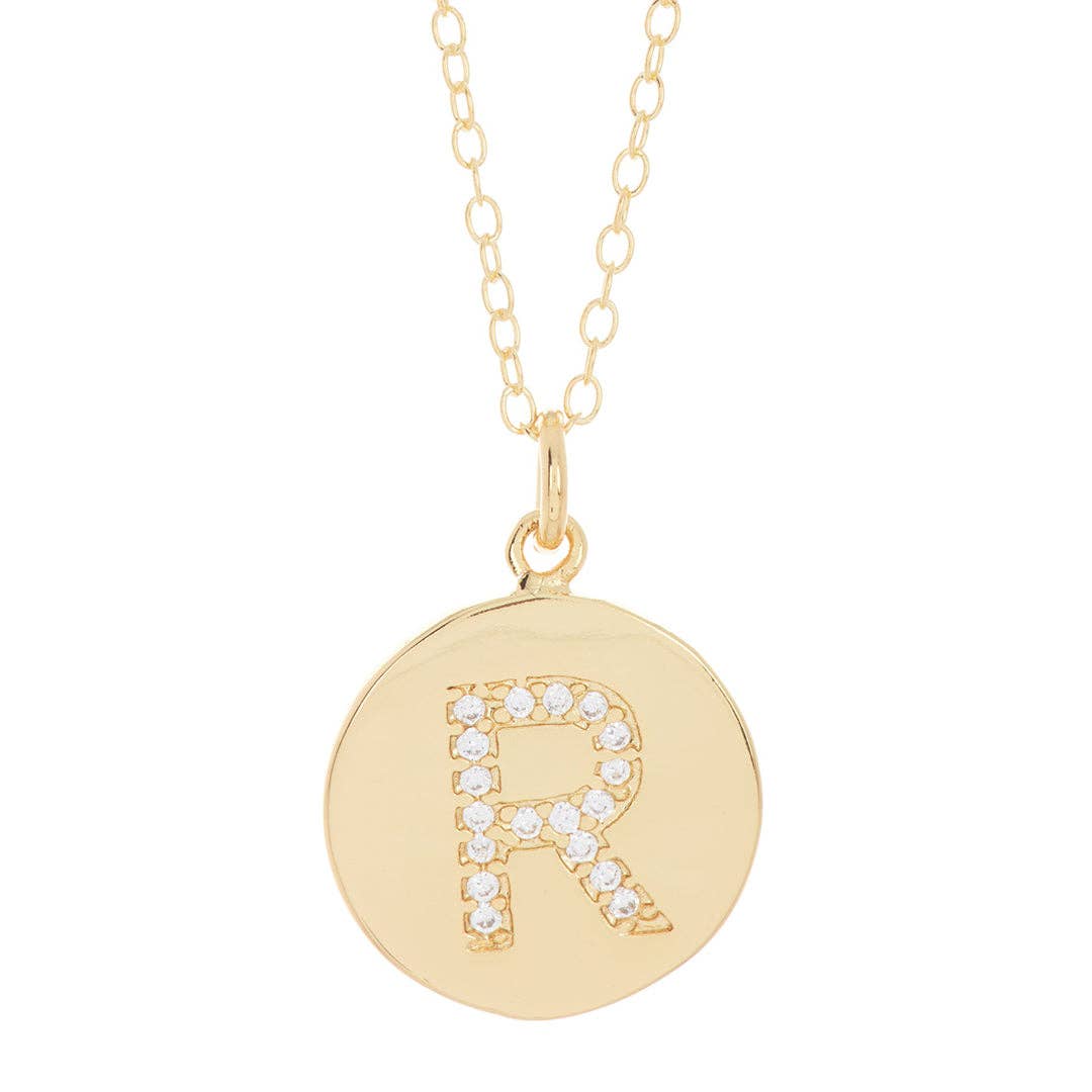 Adornia - Wholesale Halskettinghanger - Initial Pave Disc Ketting zilver goud19