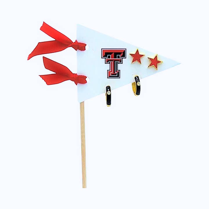 E203 TT-Texas Tech Pennant Pair Earring Set for wholesale by Color Shout