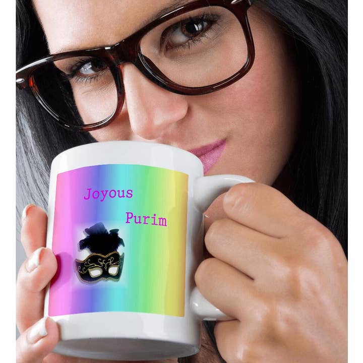 3dRose - Wholesale Coffee Mug - 3dRose, Image of Joyous Purim With Mask On Bright Gradient, Mug9