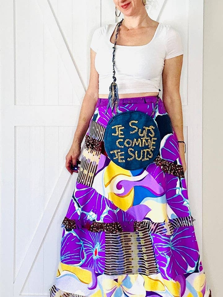 Purple Pop Flounced Maxi Skirt for wholesale by Aerial Clothing sRQ