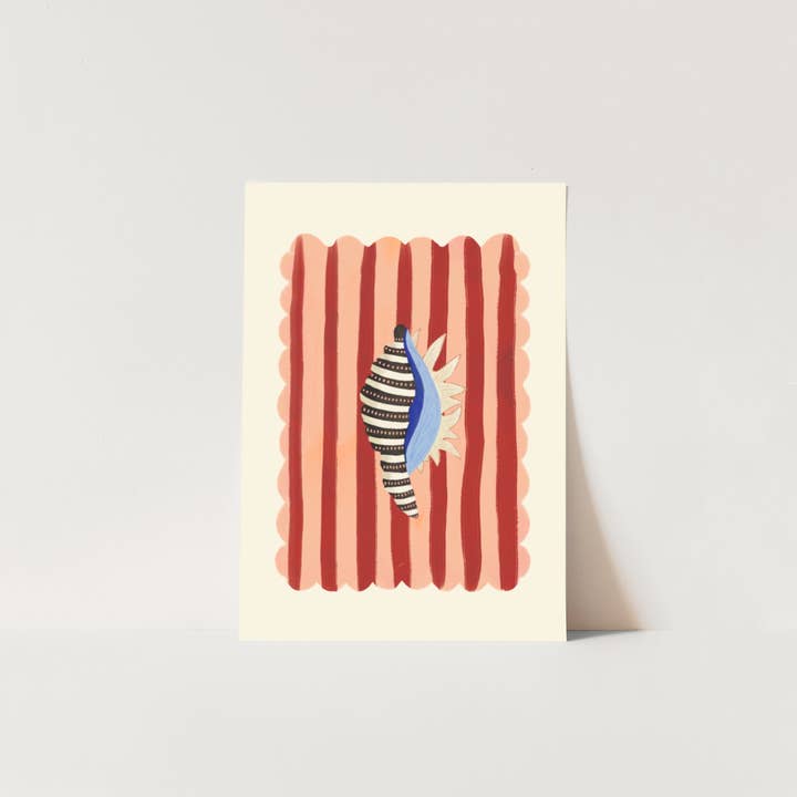 Kate Fox Design - Vendita all'ingrosso Stampa artistica - Disegno astratto a mano di conchiglia a strisce nere, stampa artistica1