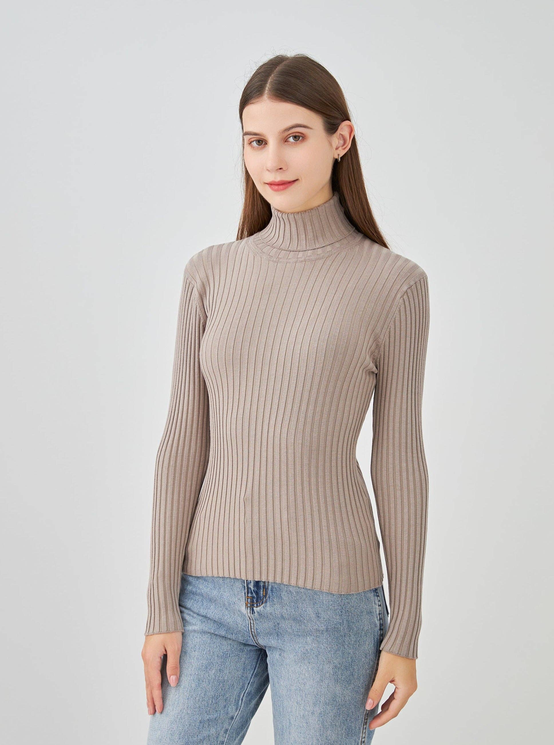 jw.atelier - Vendita all'ingrosso Maglione tricot - Donna - Maglione dolcevita a coste in seta elasticizzata12