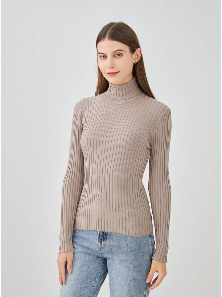 jw.atelier - Vendita all'ingrosso Maglione tricot - Donna - Maglione dolcevita a coste in seta elasticizzata12