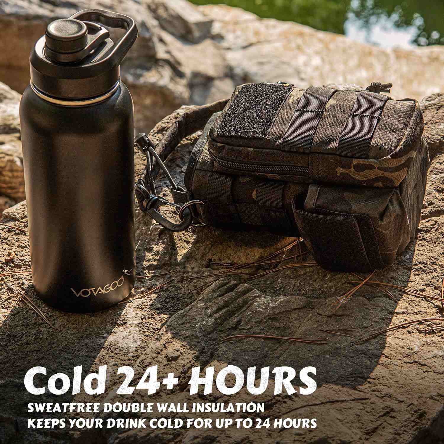 Antarctica Outdoors - Wholesale Water Bottle - Votagoo 64Oz Half Gallon Stainless Steel Insulated Tactical Water Bottle with Metal Military Water Bottle Tactical Carrier Bag36