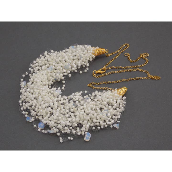 Ninolia - Vendita all'ingrosso Collane di perline/perle - Collana di pietra di luna con perline di pietre preziose di luna e perla beige regalo di San Valentino per fidanzata elegante stratificazione delicata lunghezza personalizzata3