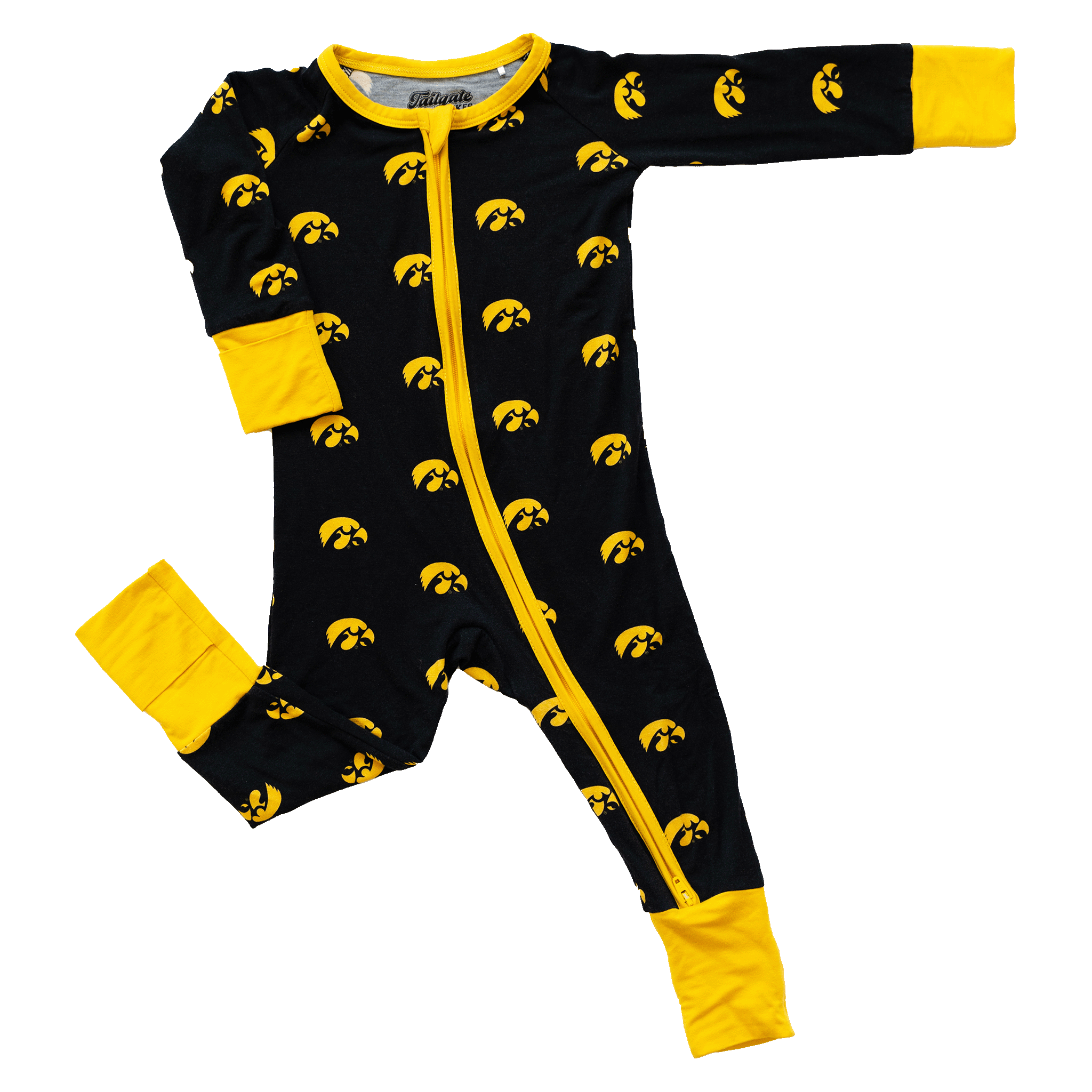Tailgate Tikes - Wholesale Jumpsuit - Baby - Iowa Hawkeyes Double Zipper Onesie2