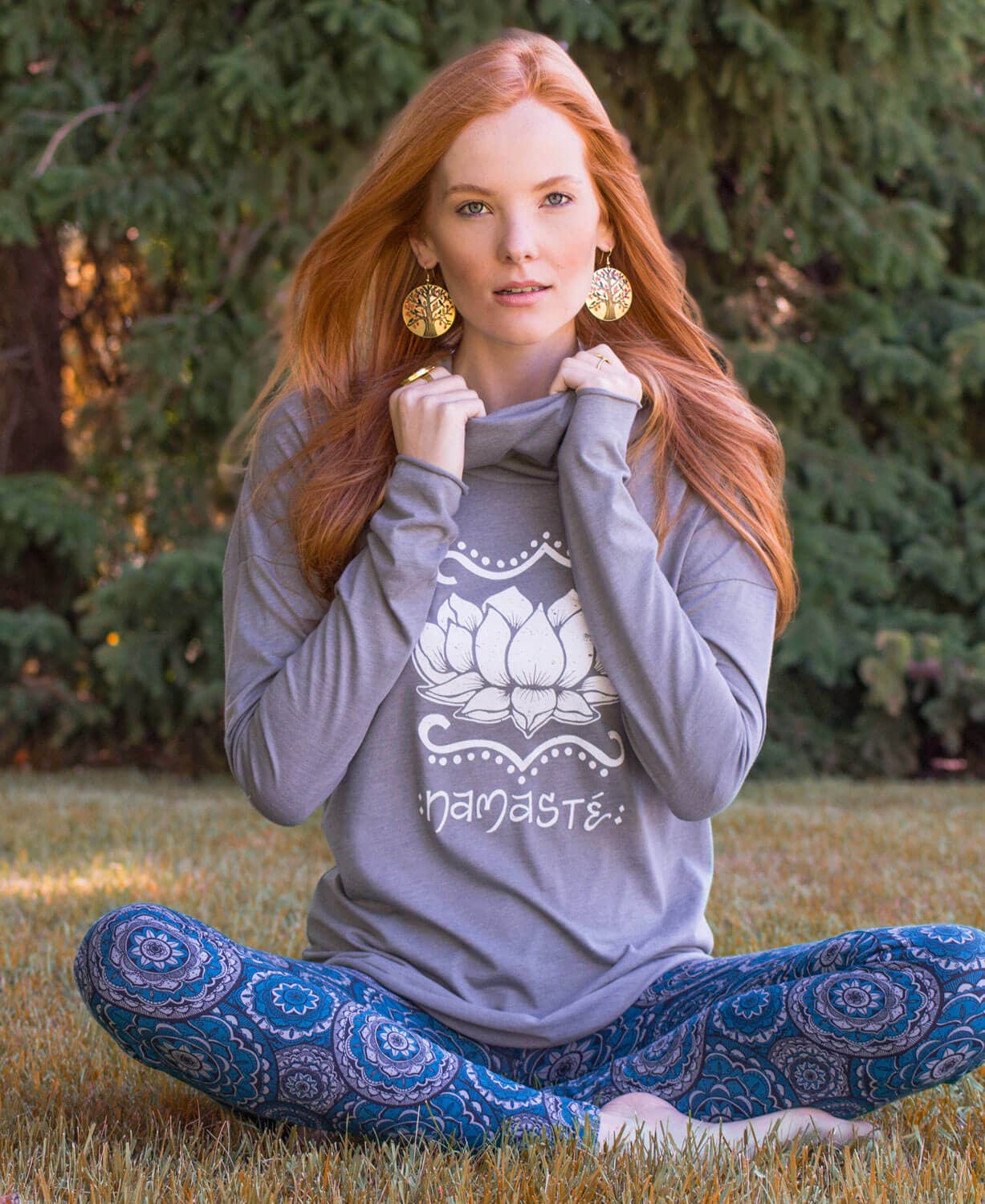 Soul Flower - Wholesale Hoodie - Women's - Namaste Lotus Cowl Yoga Hoody6