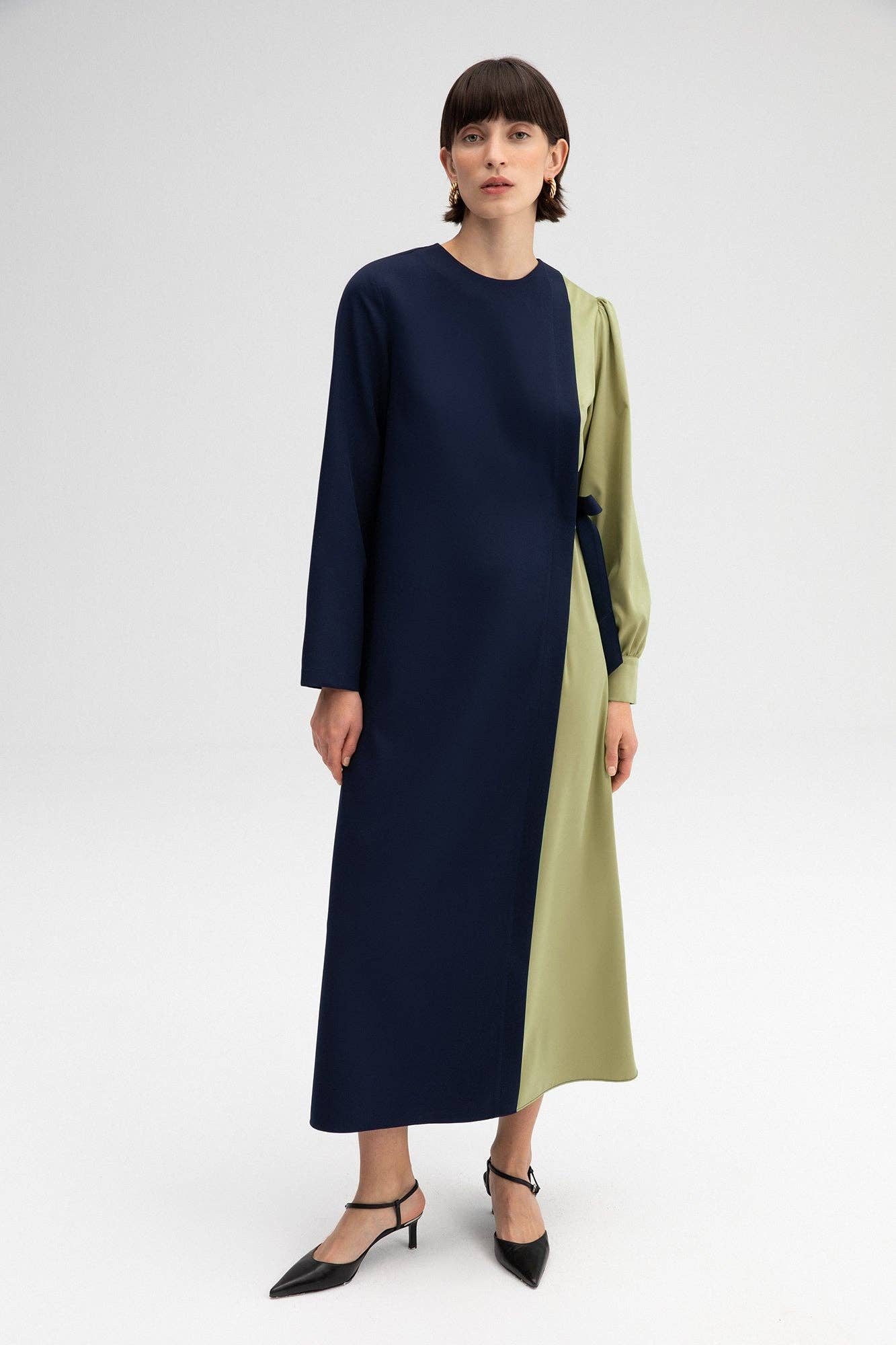 Lacivert Abito Maxi a Blocchi di Colore con Dettaglio a Fiocco in vendita all'ingrosso su Faire4