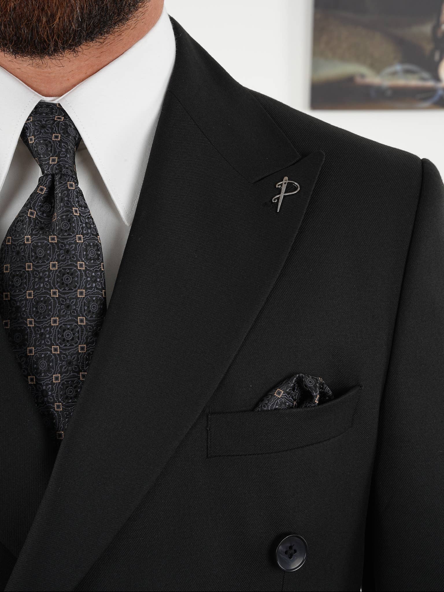 parez suits – wholesale Kostymset – Herr – Skräddarsydd svart dubbelknäppt hel kostym Regular Parez5