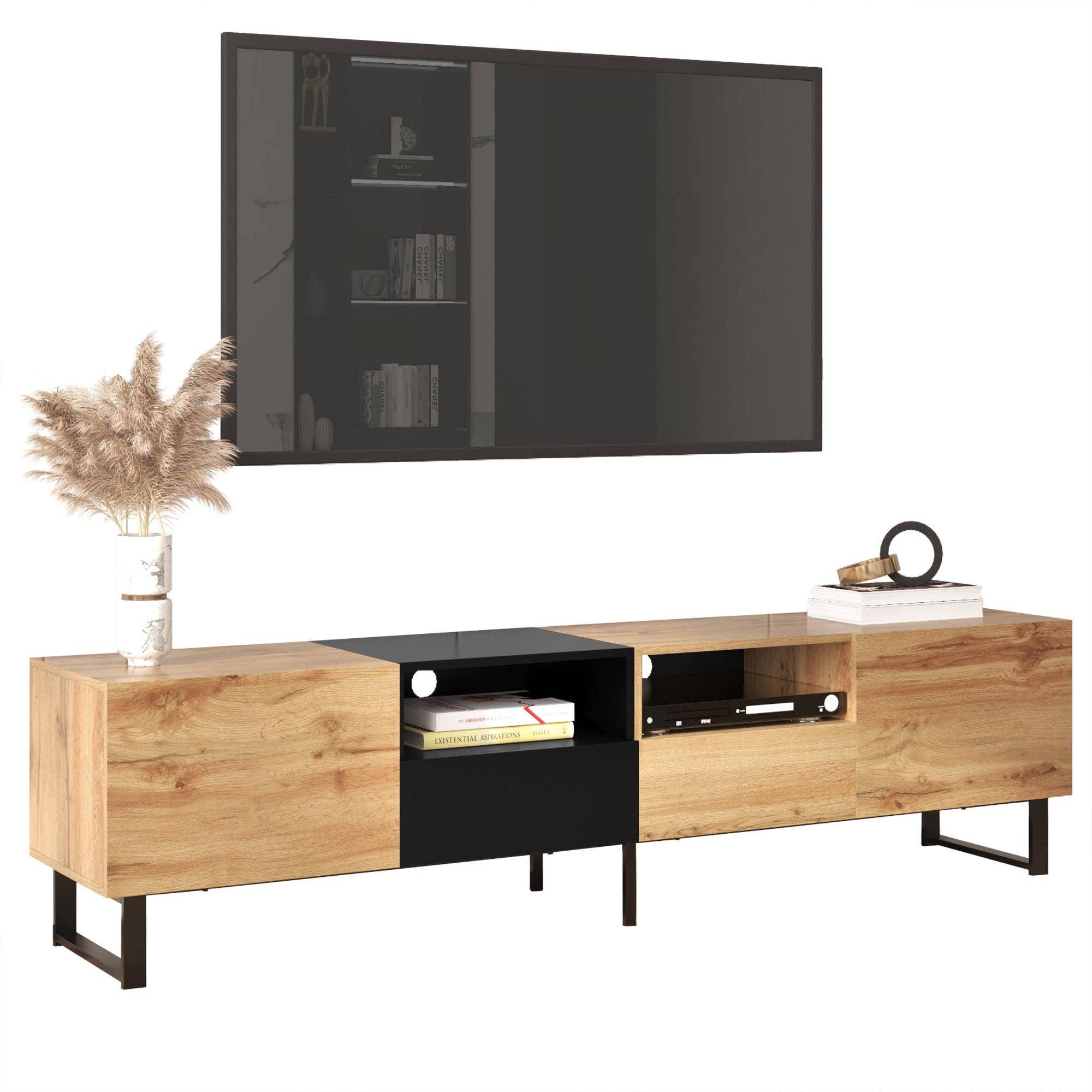 Urban Meuble - Wholesale Console Table - Modern TV stand with black and wood design and spacious storage space MODAI3