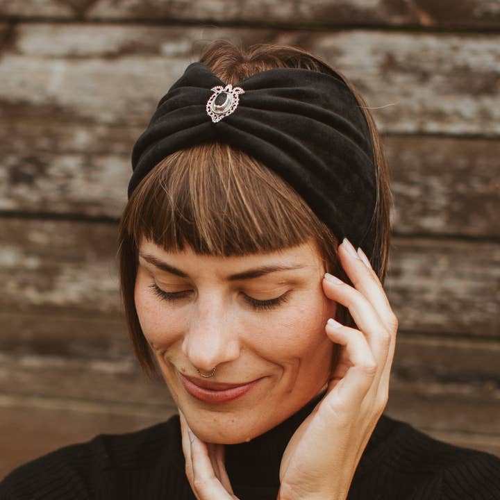 Love Yourself black velvet headband for wholesale by Bohia