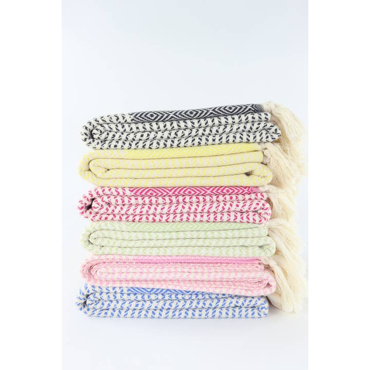 Premium Turkish Cotton Striped Diamond Pattern Bath Towel for wholesale by TURKISH LINEN & TOWELS