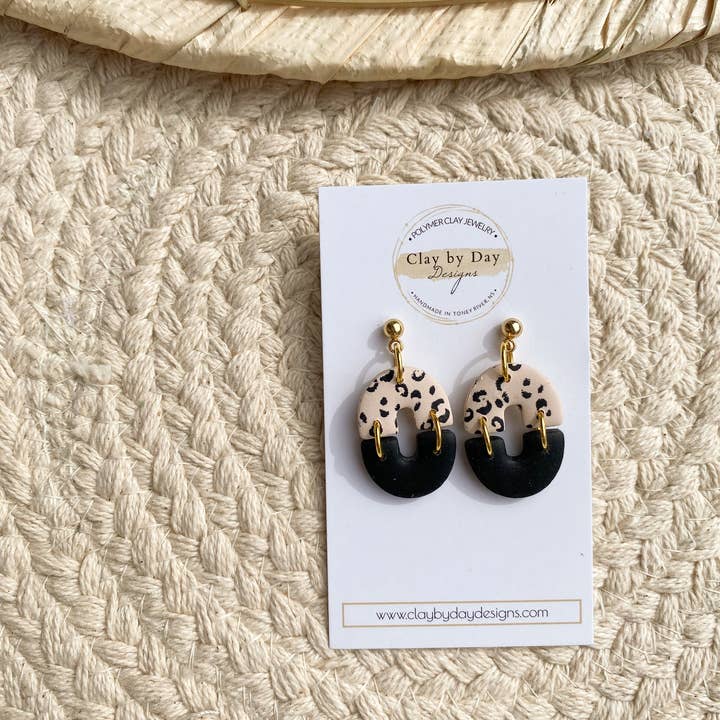 Clay by Day Designs - Wholesale Dangle Earrings - Small Leopard Print dangle1