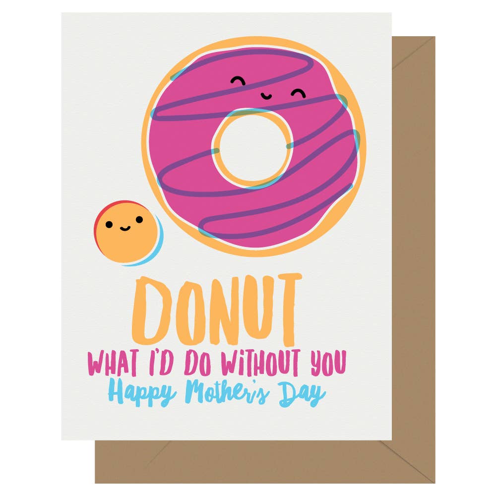 Letterpress Jess - Wholesale Mother's Day Card - Cutie Kawaii Donut Letterpress Mother's Day Card 0