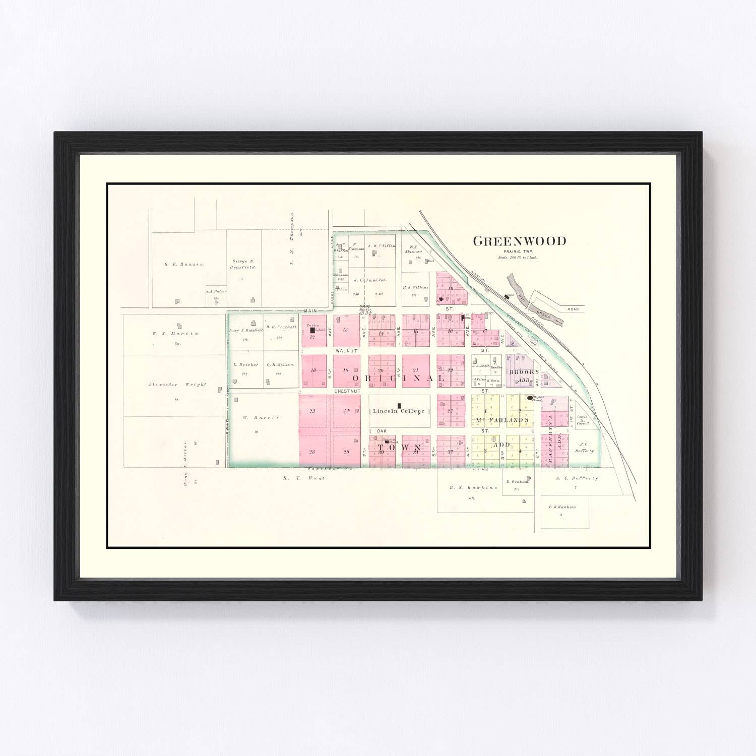 Ted's Vintage Art - Wholesale Map - Vintage Map of Greenwood, Missouri 19040