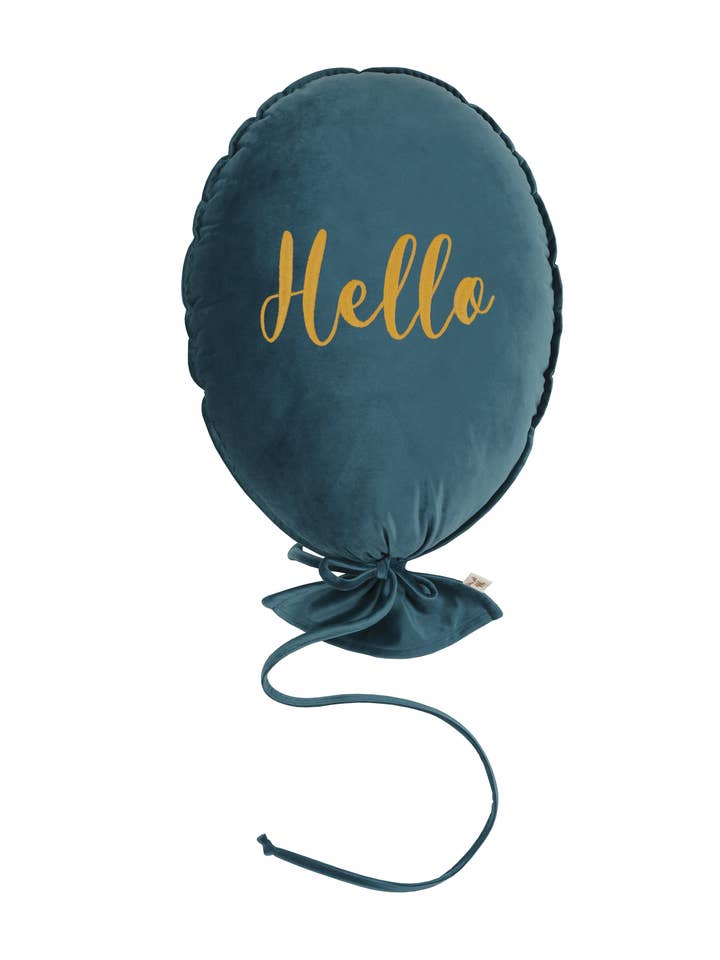 BALLOON PILLOW DELUX CRYSTAL TEAL HELLO GOLD for wholesale by Malomi Kids