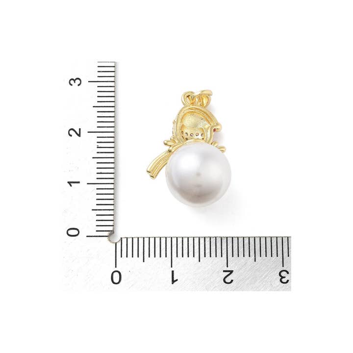 The Charm Bar Company - Wholesale Individual Charm/Pendant - Gold Pearl & CZ Snowman Charm