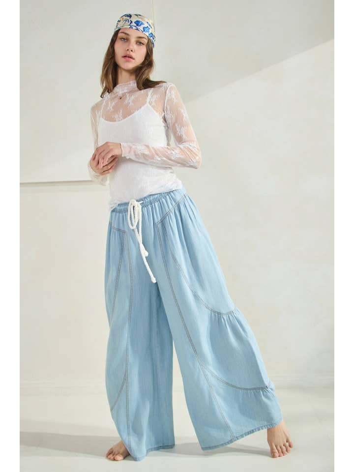 Oddi - Wholesale Pants - Women's - Plus Chambray Denim Wide Palazzo Pants6