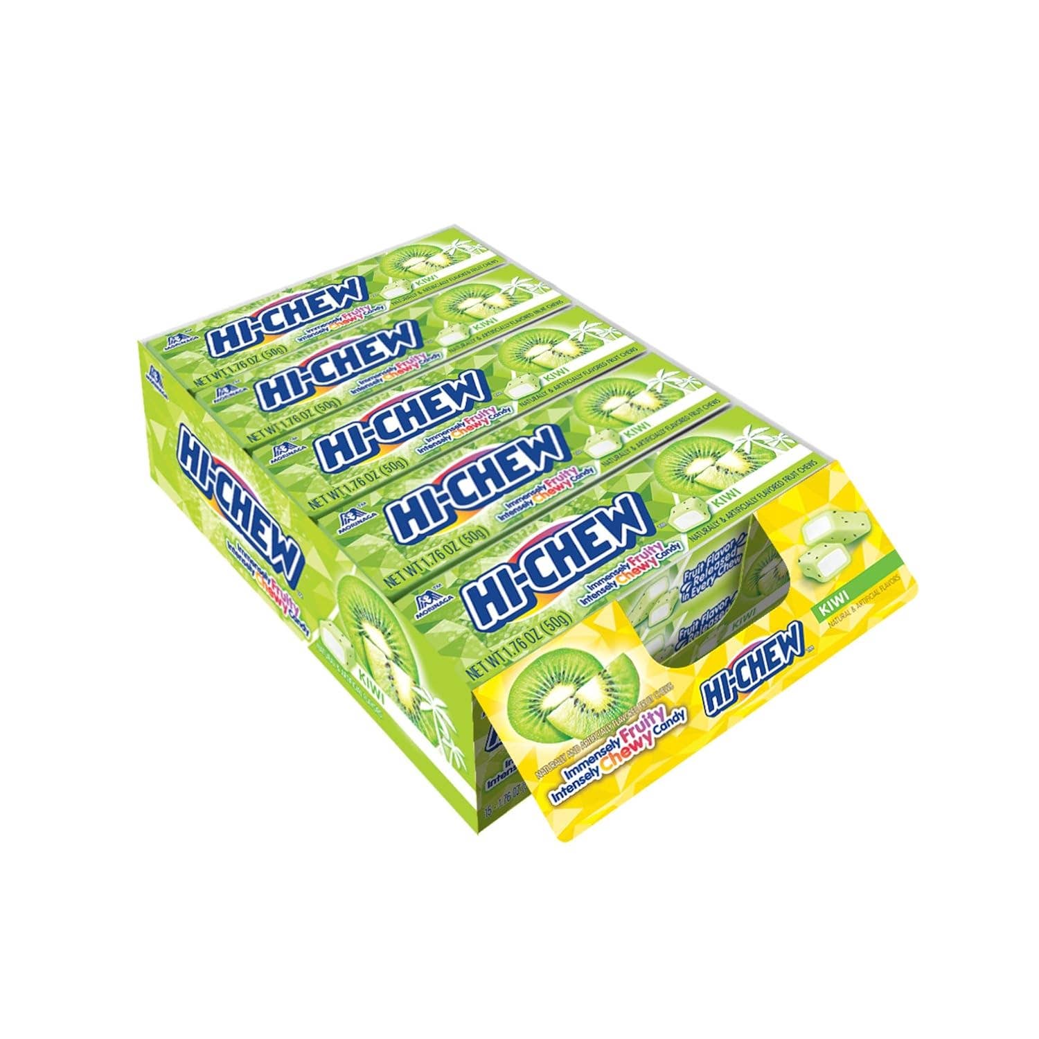 Long Island Candy Factory - Wholesale Gummy - Hi-Chew Kiwi Gum Candy Tray 1.76 Oz 15 Ct