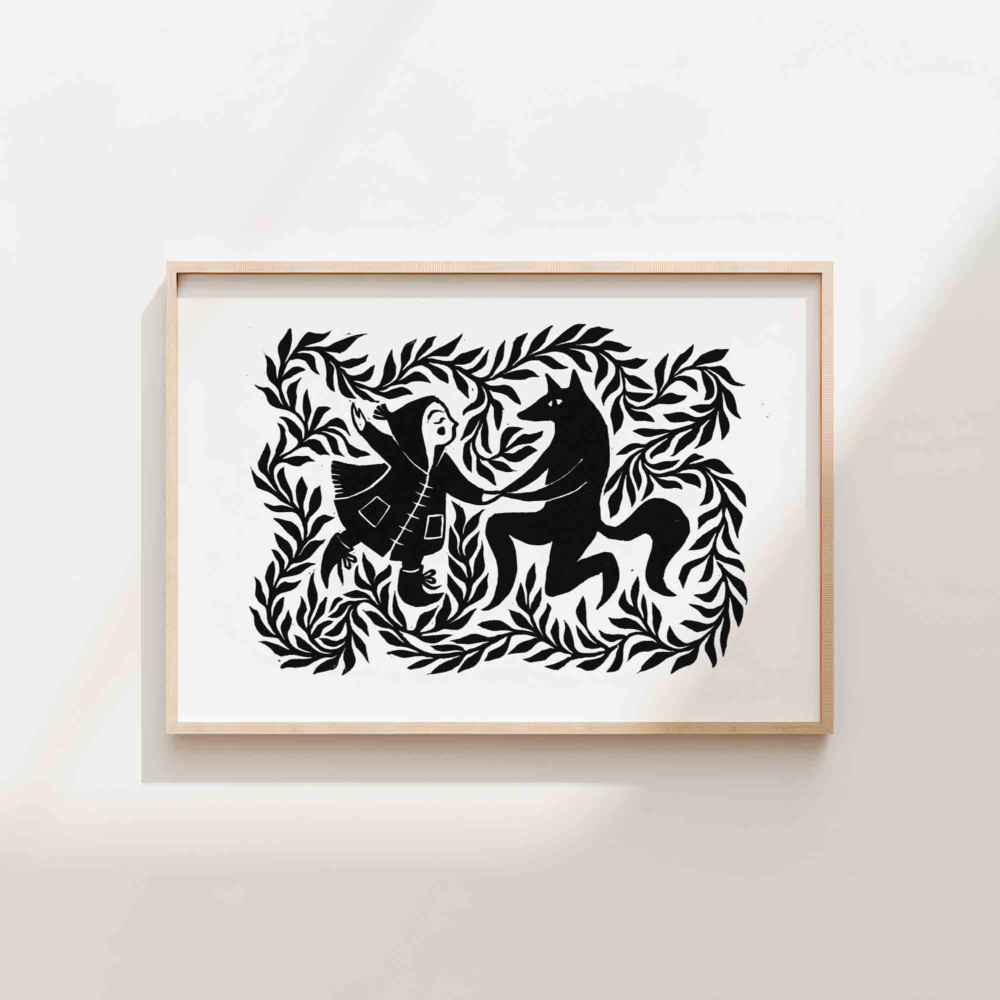 Katia Hinic Studio - Wholesale Art Print - 'Red riding hood' lino print3