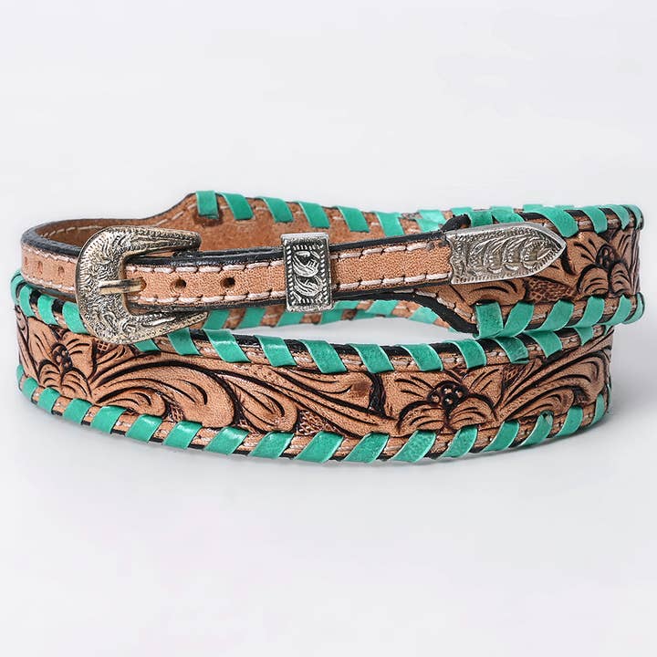 ADHTBR118 Hand tooled Genuine American Leather Hatband Unisex for wholesale by LS Western