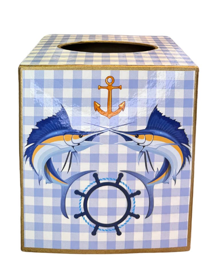 Pappmaché-Kleenex-Box, Fächerfisch mit Anker & Steuerrad für den Großhandel von TOPICS IN THE TROPICS