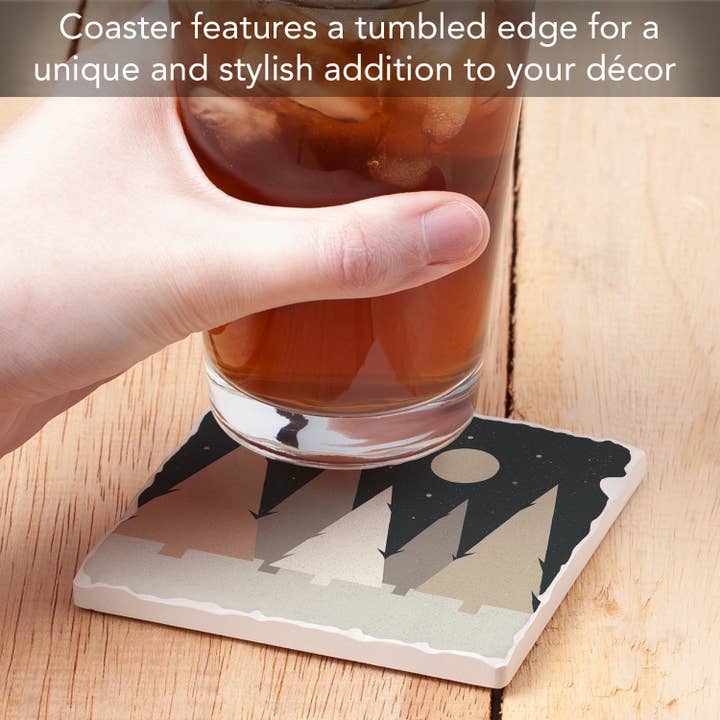 CounterArt/Highland Home/Thirstystone/CoasterStone - Wholesale Coasters - Thirstystone "Neutral Trees" Single Absorbent Stone Coaster