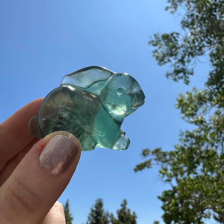 The Crystal Tabby - Wholesale Spiritual Stone/Crystal - Green Fluorite Rabbit Carving 2