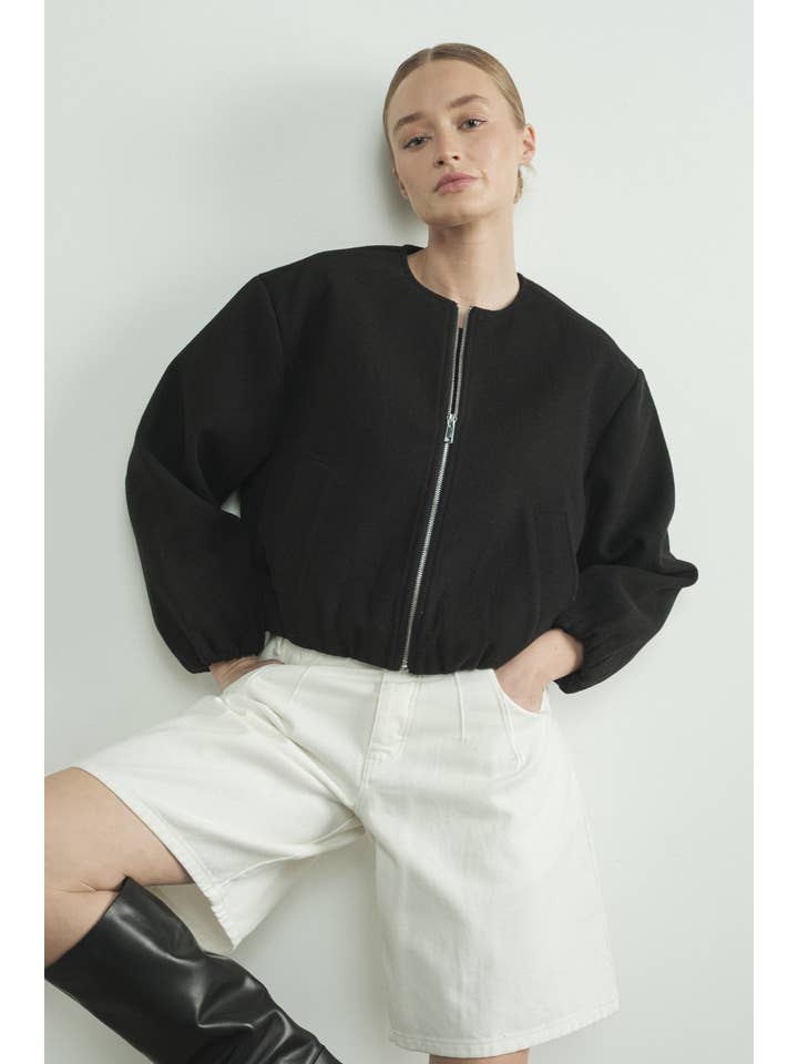 Aaron & Amber - Wholesale Bomber Jacket - Women's - MAJ2818 BRUSHED BOMBER JACKET
