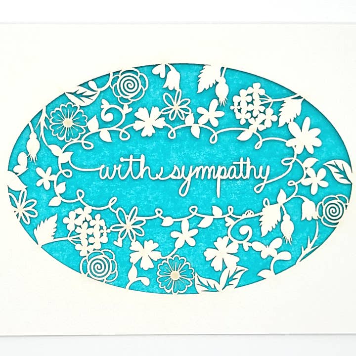two hermanas - Wholesale Sympathy Card - With Sympathy surrounding by a Wreath of Flowers
