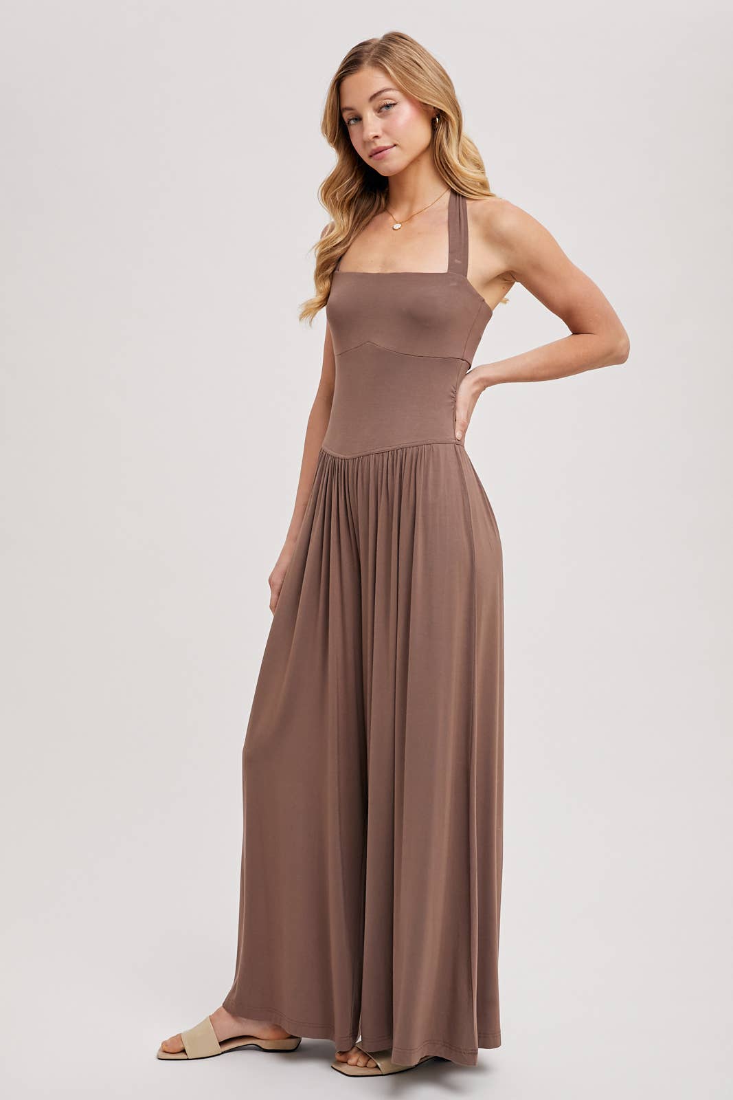 Bluivy – wholesale Jumpsuit – Women's – HALTER TIE-BACK CLOSURE SQUARE NECK WIDE LEG JUMPSUIT16