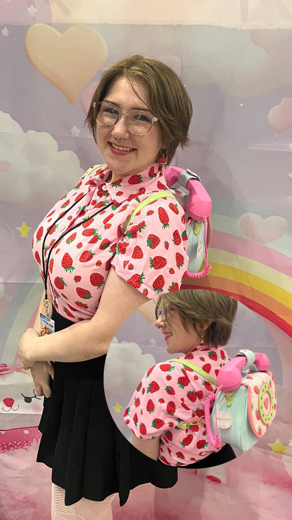 Bewaltz – wholesale Väska med handtag – Dam – Ring Ring Phone omvandlingsbar handväska - Strawberry Fields6