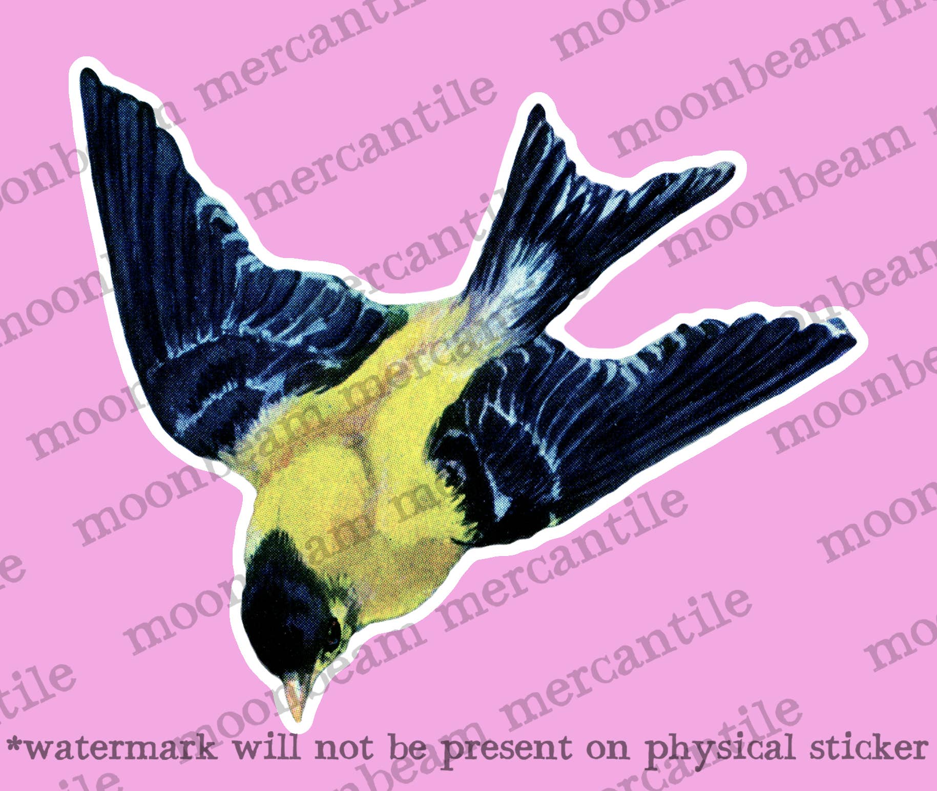 Moonbeam Mercantile – Großhandel Aufkleber – Stieglitz im Flug Aufkleber1