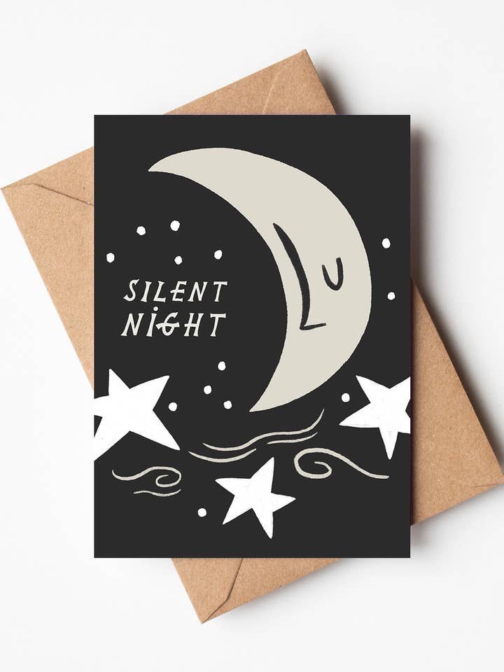 Carte de Noël « Silent Night » Moon pour la vente par Lauren Marina