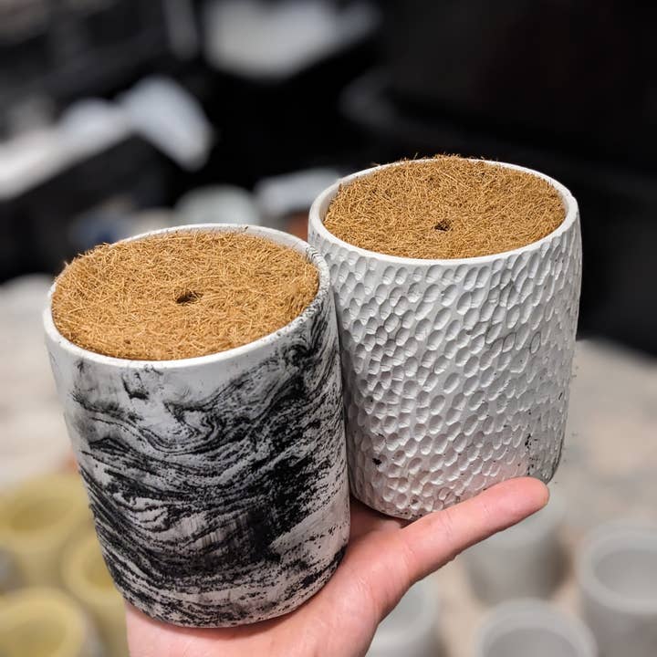 Cylinder and Seashell designer pots (Set of 11) for wholesale by Eché pots