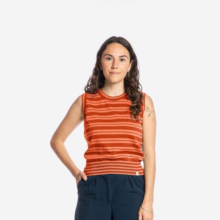 Top de punto de algodón cobre/albaricoque para venta al por mayor de Matona