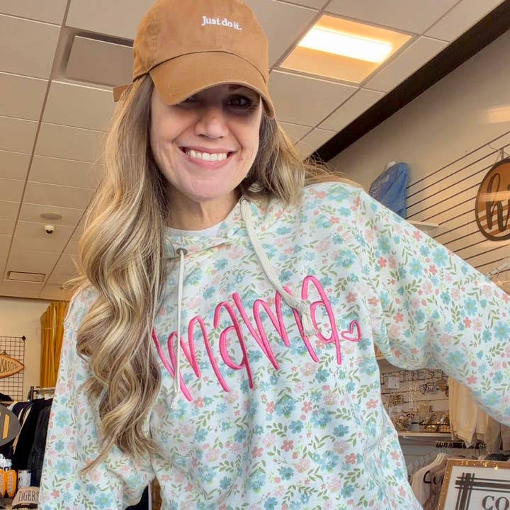 1. Mama Embroidered Flower Hoodie for wholesale by AMD Embroidery KC