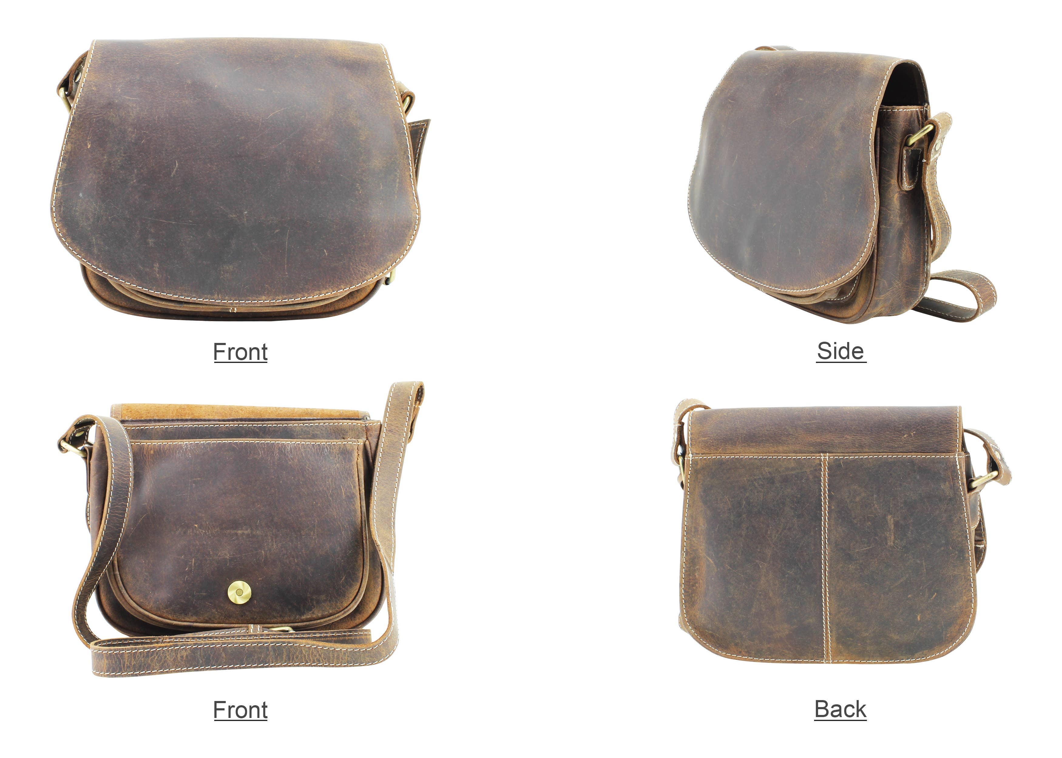 Leather Impressions Inc - Wholesale Crossbody Bag - Women's - Hunter Leather Flap Over Saddle Bag3