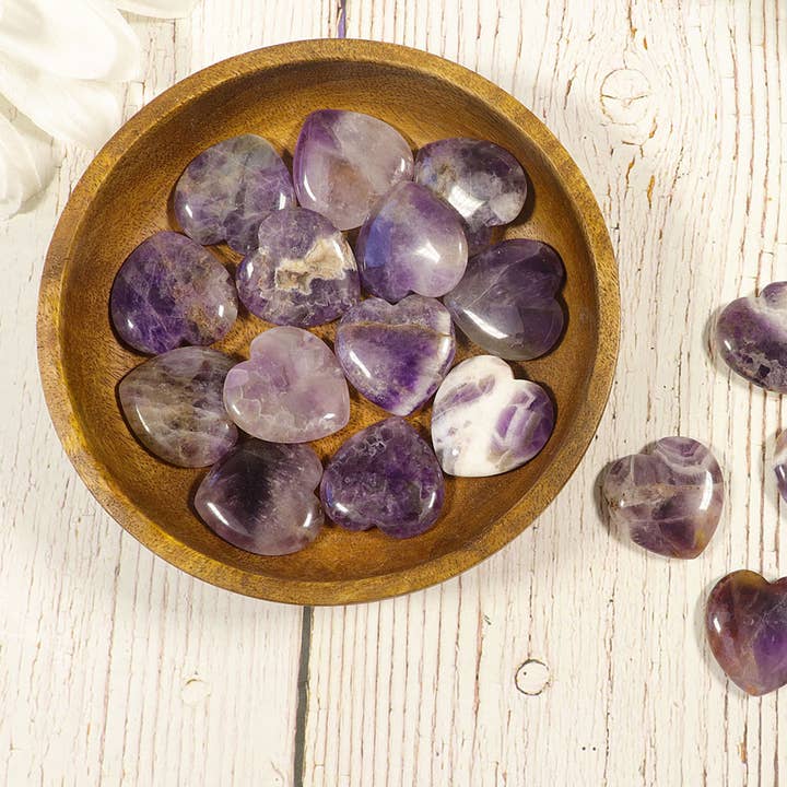 Natures Artifacts Inc - Wholesale Spiritual Stone/Crystal - Amethyst Heart Stones Mini - Amethyst Hearts