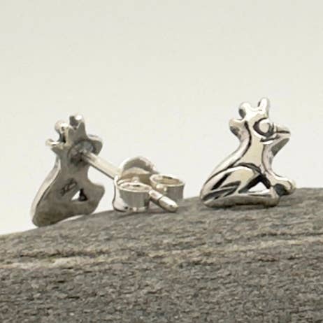 Frog Prince Stud Earrings: Sterling Silver Whimsy for wholesale by The Green Gecko