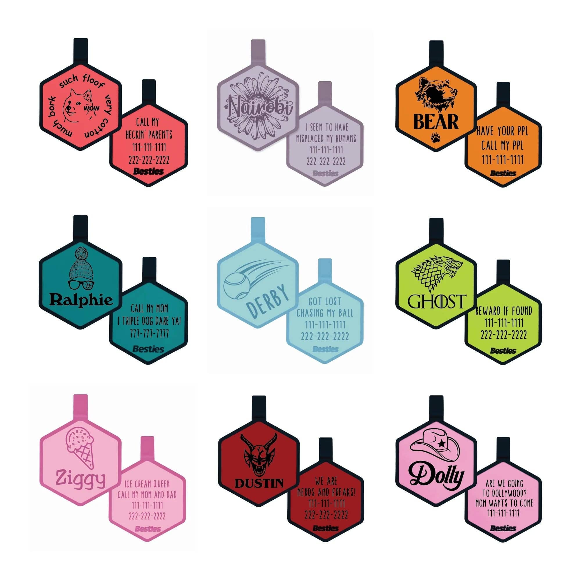 Besties Pets - Wholesale Pet Identification Tag - Cat/Dog - Mini Custom Design ID Tag14