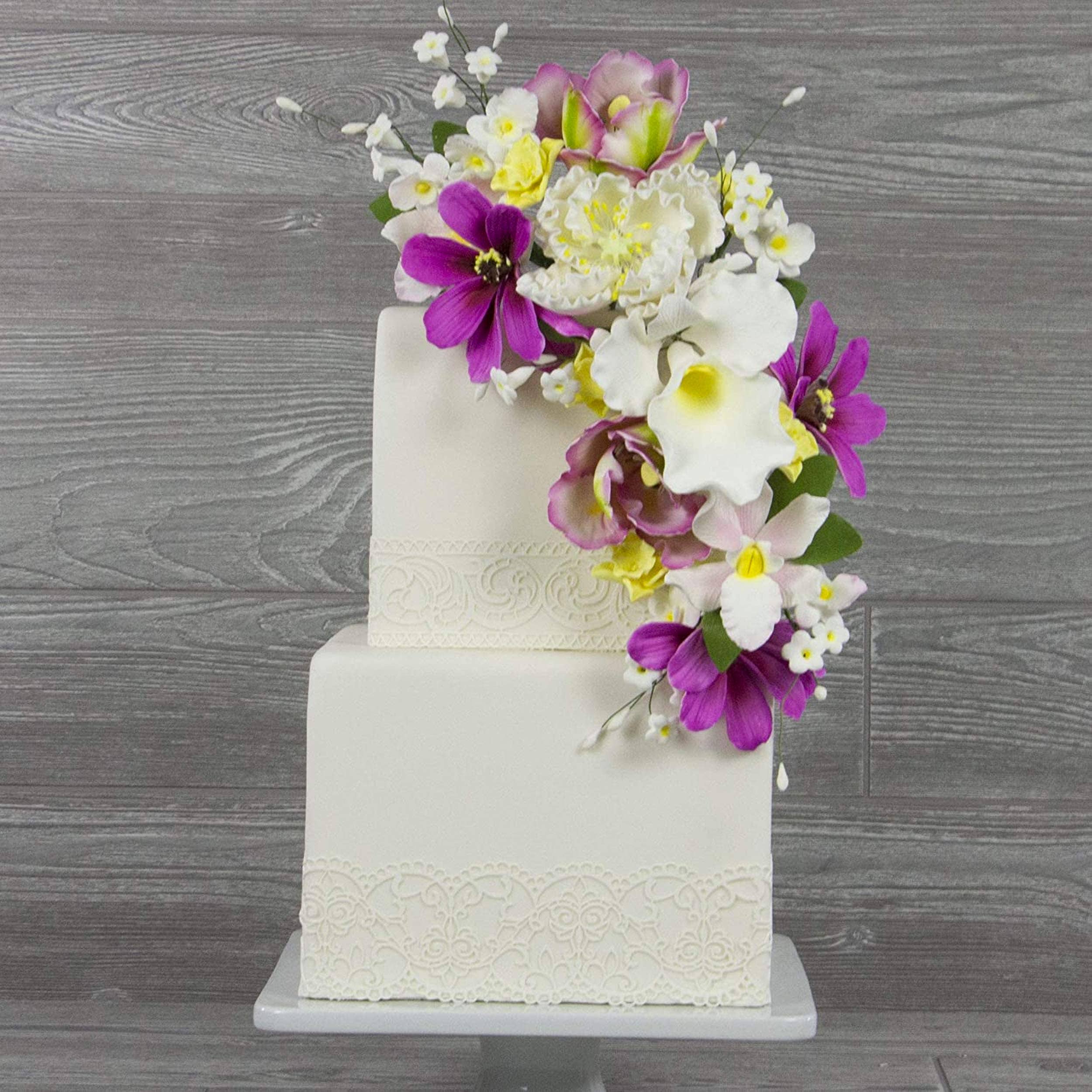 Global Sugar Art – wholesale Artificial flowers – Orchid Sugar Cake Flower Sprays, White Cymbidium Orchid Spray, by Global Sugar Art1