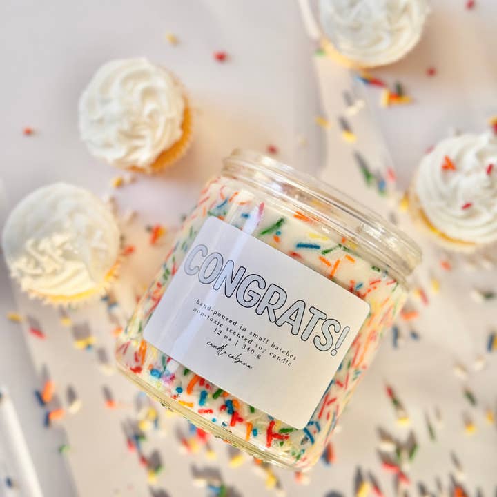 Candle Cabana - Wholesale Jar/Filled Candle - Sprinkle Celebration Soy Candle - 12oz Vanilla Buttercream1