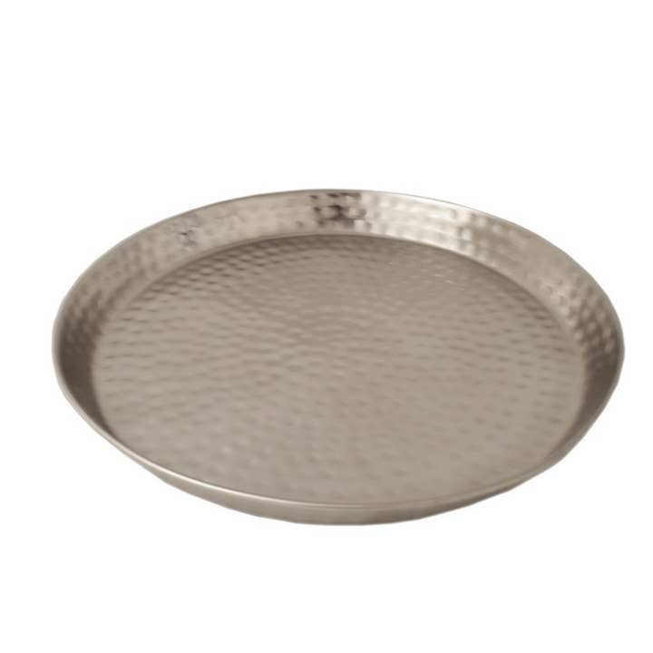 Rund metalbakke med hamret design, 40 cm for engroshandel hos Orientals