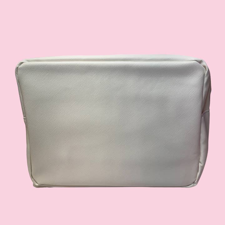 Grand sac blanc blanc à écussons (100$ MINIMUM) pour la vente par Camel Threads