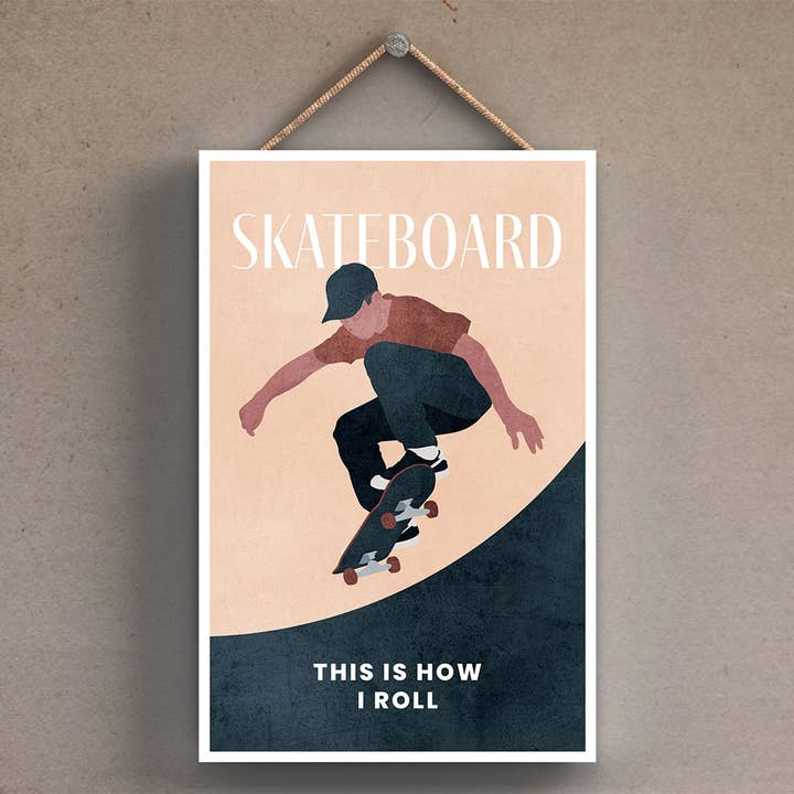 Skateboarding Illustration Træplade, Sportstema for engroshandel hos Vivid Squid Wholesale