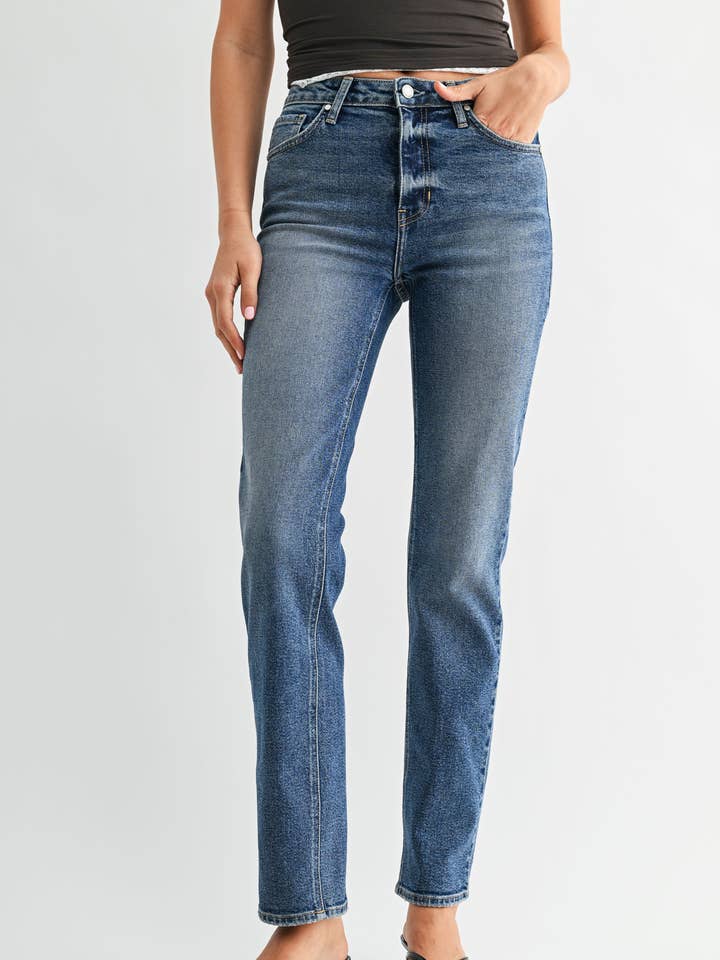 BP529J - MED - Mid Rise Stovepipe Straight Leg for wholesale by JUST BLACK DENIM