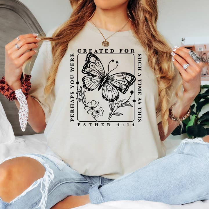 For A Time Such As This Shirt (Butterfly) for wholesale by Timeless Tees Shop