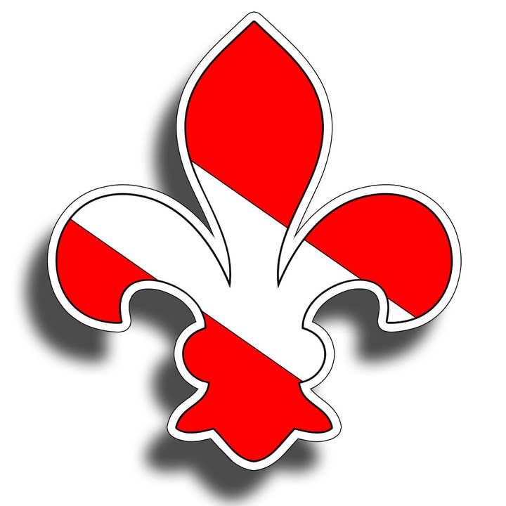 Fleur De Lis Diver Down Flag Sticker for wholesale by Real Sticky
