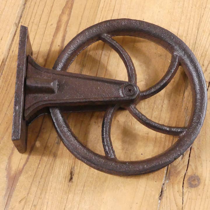WALL MOUNTED RUSTIC PULLEY for wholesale by Midwest Craft House